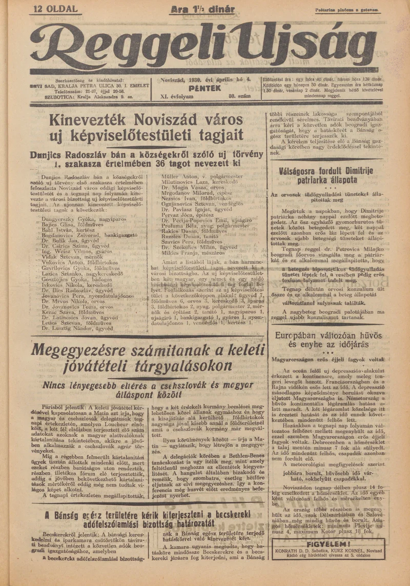 Reggeli Újság, 11. évf. 1930. április 4. 80. sz.