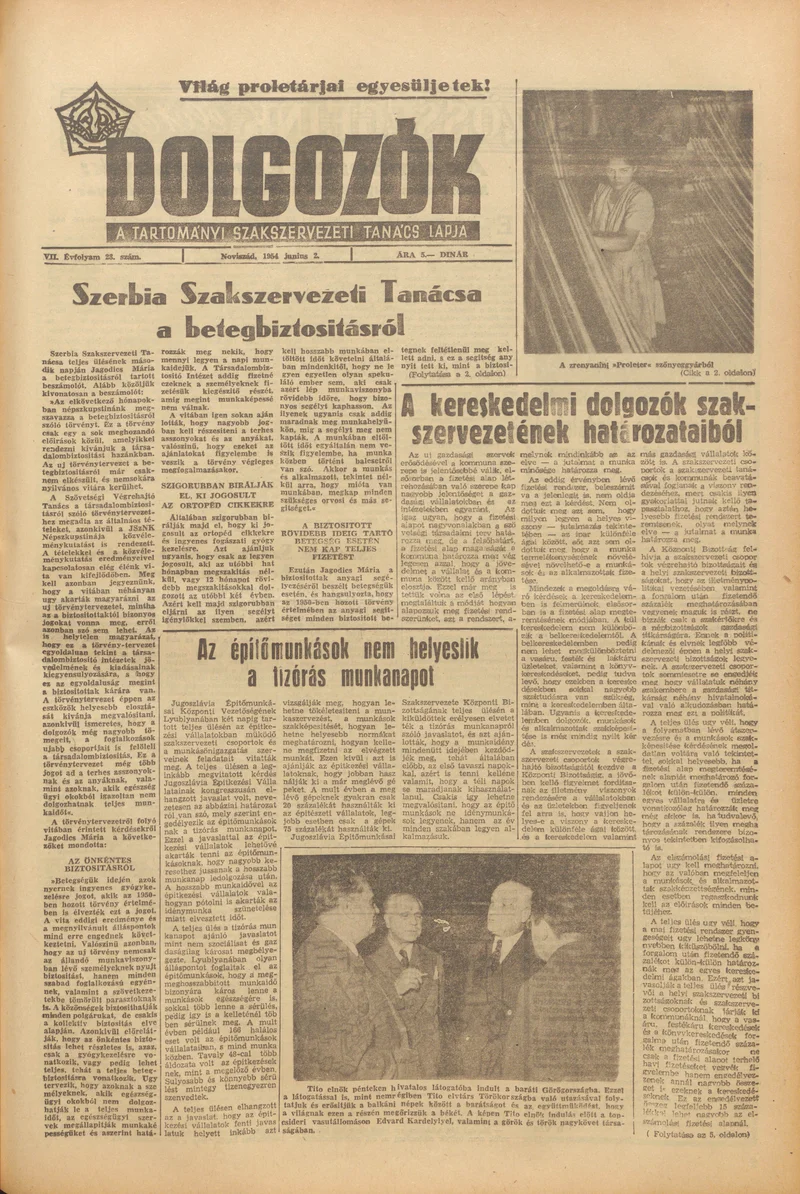 Dolgozók, 8. évf. 1954. június 2. 23. sz.