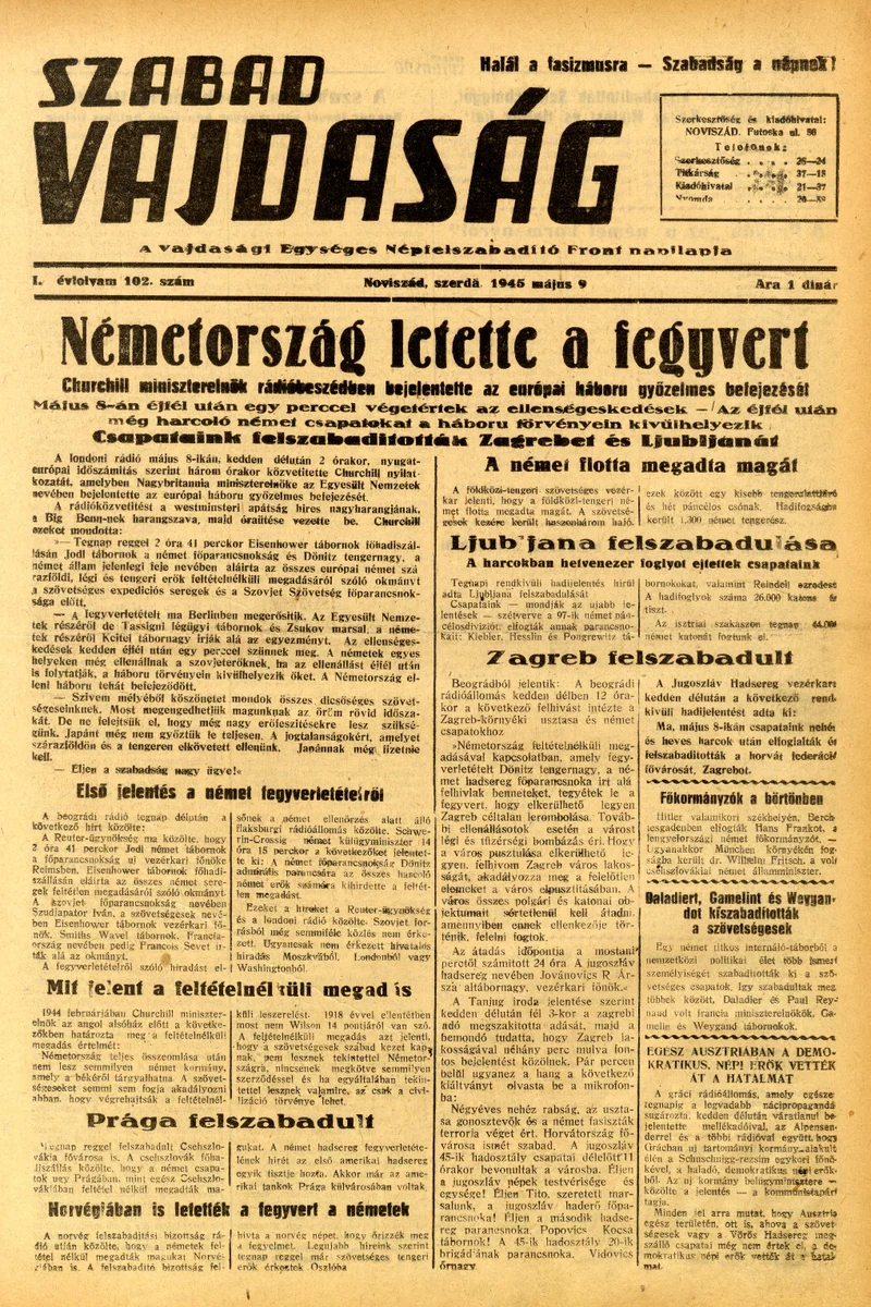 Szabad Vajdaság, 2. évf. 1945. május 9. 102. sz.