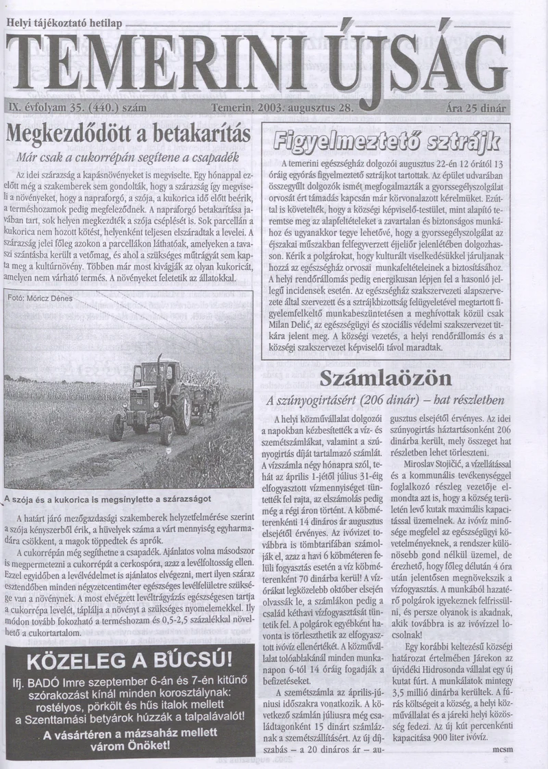 Temerini Újság, 9. évf. 2003. augusztus 28. 35. sz.