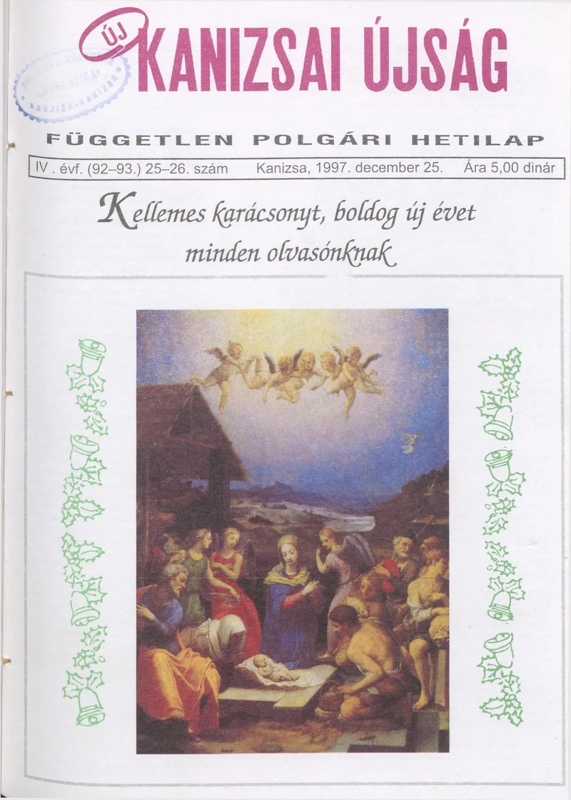 Új Kanizsai Újság, 4. évf. 1997. december 25. 25–26. sz.