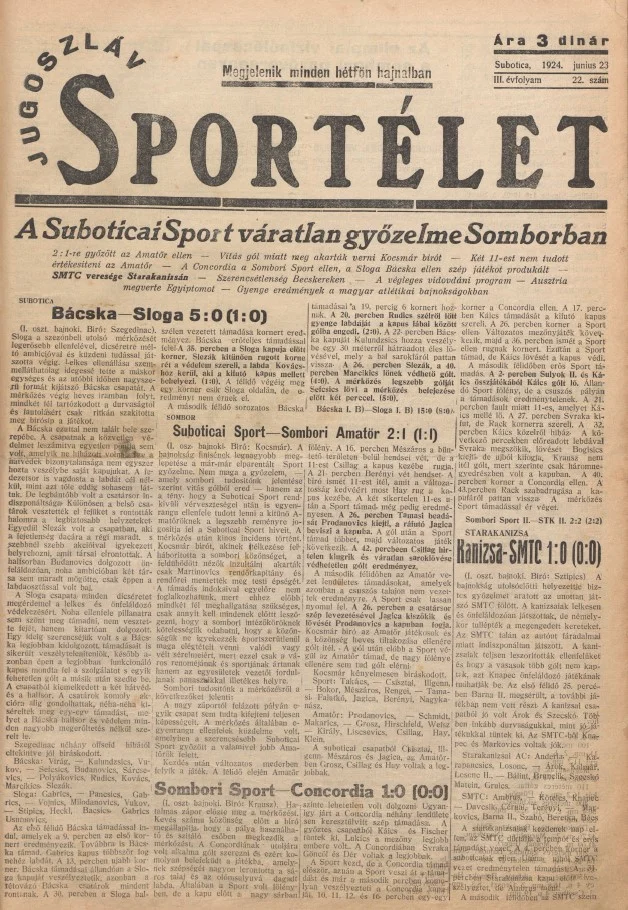 Jugoszláv sportélet, 3. évf. 1924. június 23. 22. sz.