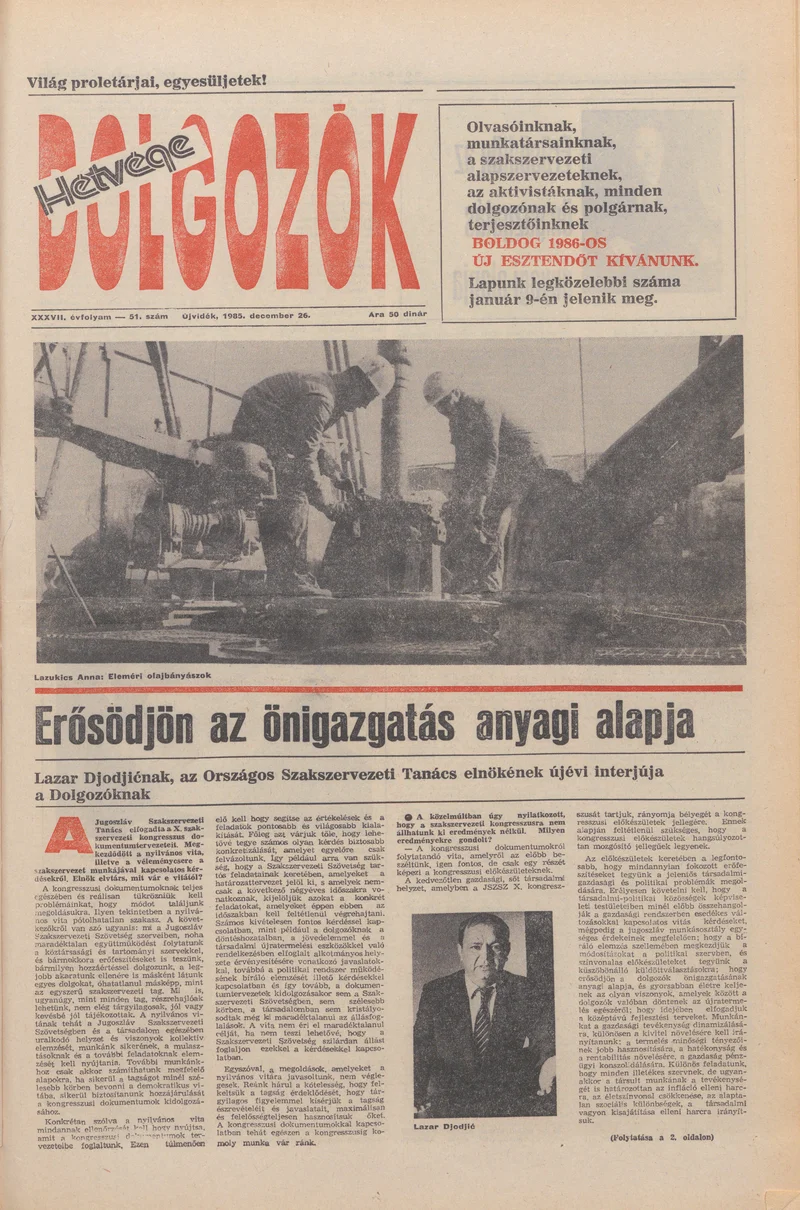 Dolgozók, 39. évf. 1985. december 26. 51. sz.