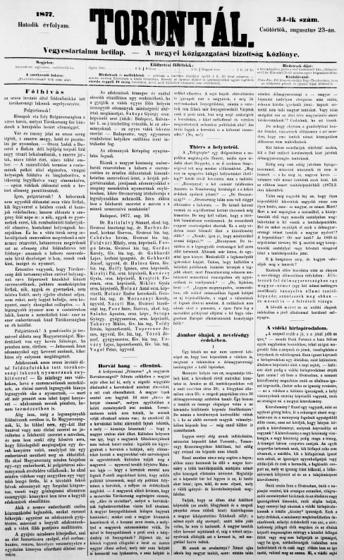 Torontál, 6. évf. 1877. augusztus 23. 34. sz.