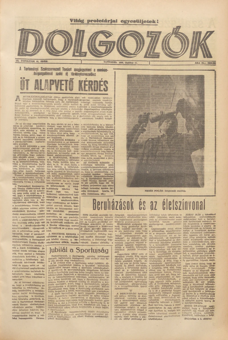 Dolgozók, 9. évf. 1955. október 11. 40. sz.