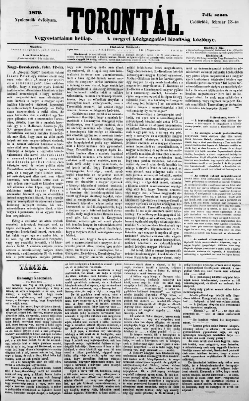 Torontál, 8. évf. 1879. február 13. 7. sz.