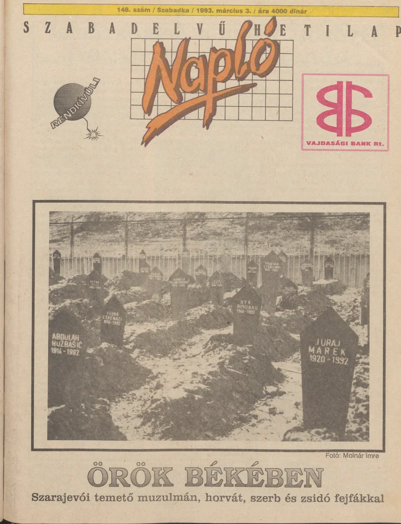 Napló - Szabadelvű hetilap, 4. évf. 1993. március 3. 148. sz.