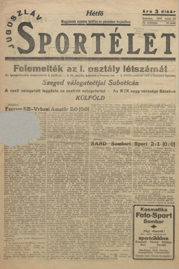Jugoszláv sportélet, 4. évf. 1925. május 25. 28. sz.