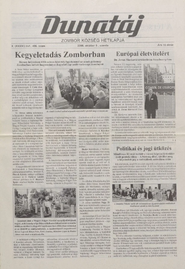 Dunatáj, 10. évf. 2008. október 8. 496. sz.