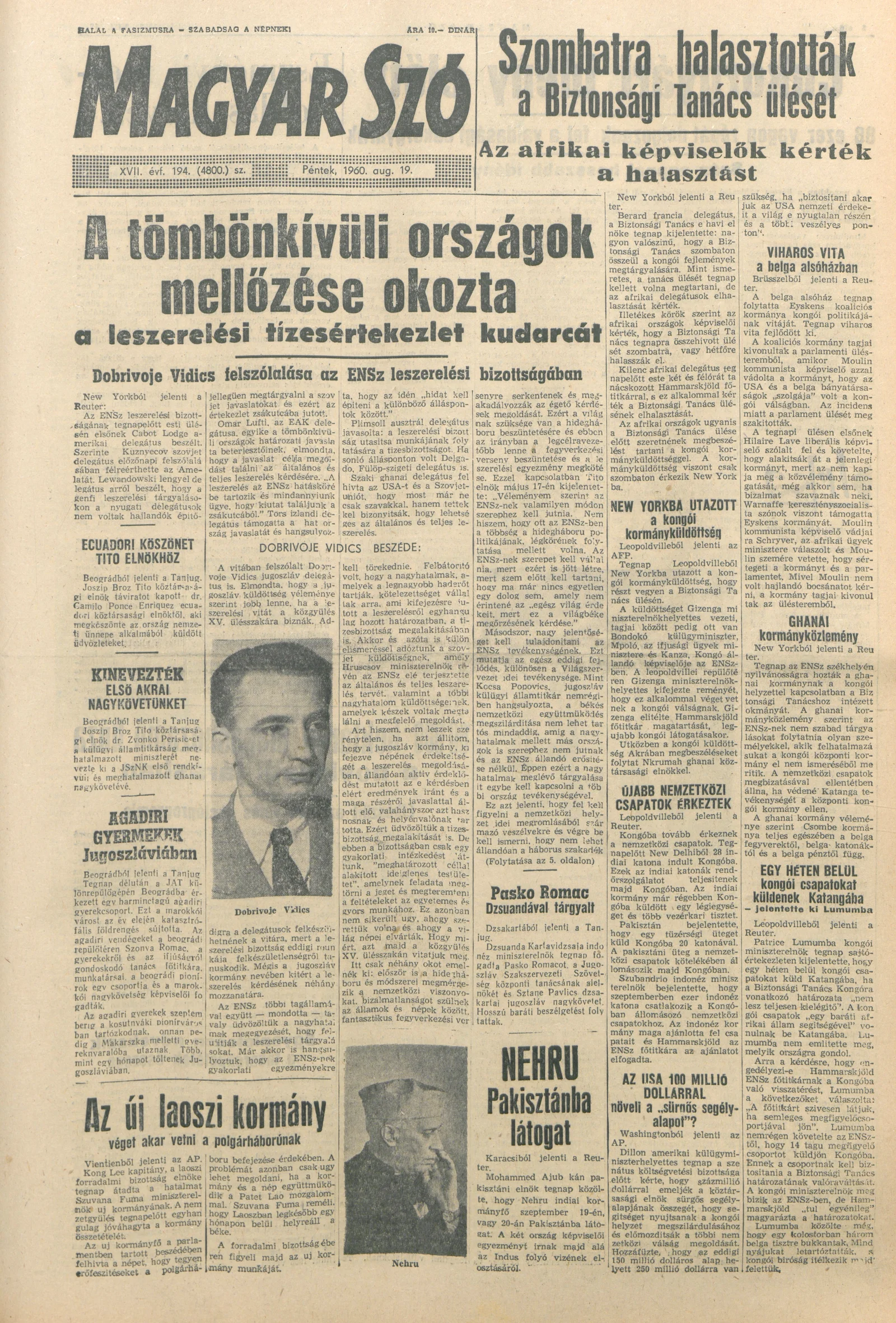Magyar Szó, 17. évf. 1960. augusztus 19. 194. sz. 1–22. oldal