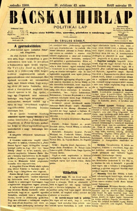 Bácskai Hirlap, 4. évf. 1900. március 19. 43. sz.