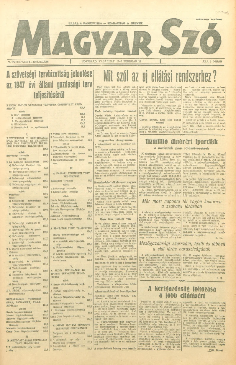 Magyar Szó, 5. évf. 1948. február 29. 51. sz. 1–8. oldal