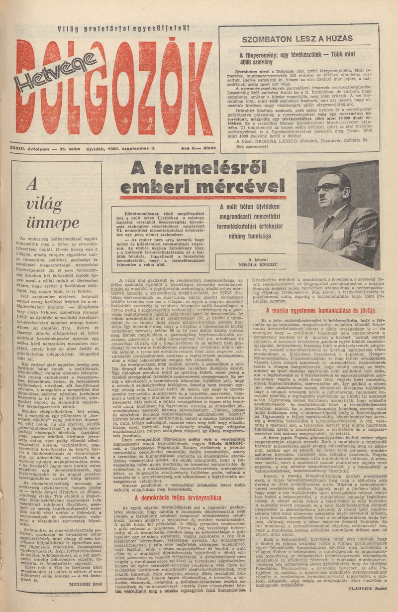 Dolgozók, 35. évf. 1981. szeptember 3. 35. sz.