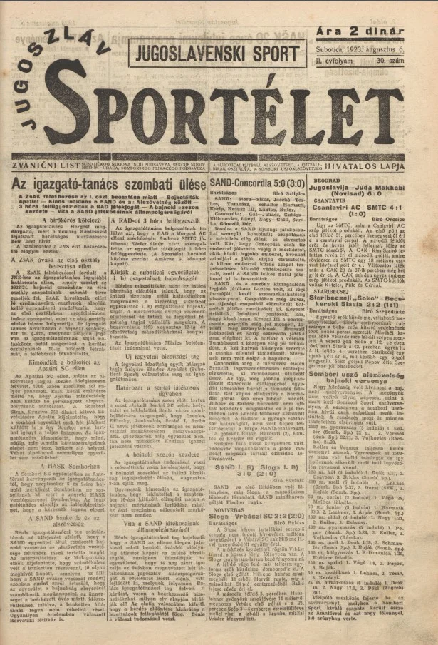 Jugoszláv sportélet, 2. évf. 1923. augusztus 9. 30. sz.