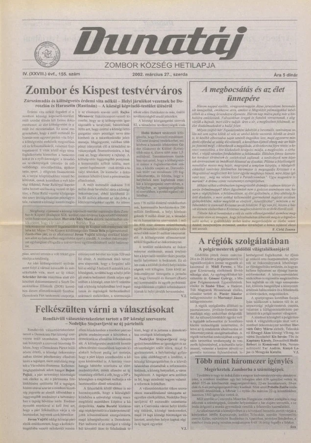 Dunatáj, 4. évf. 2002. március 27. 155. sz.
