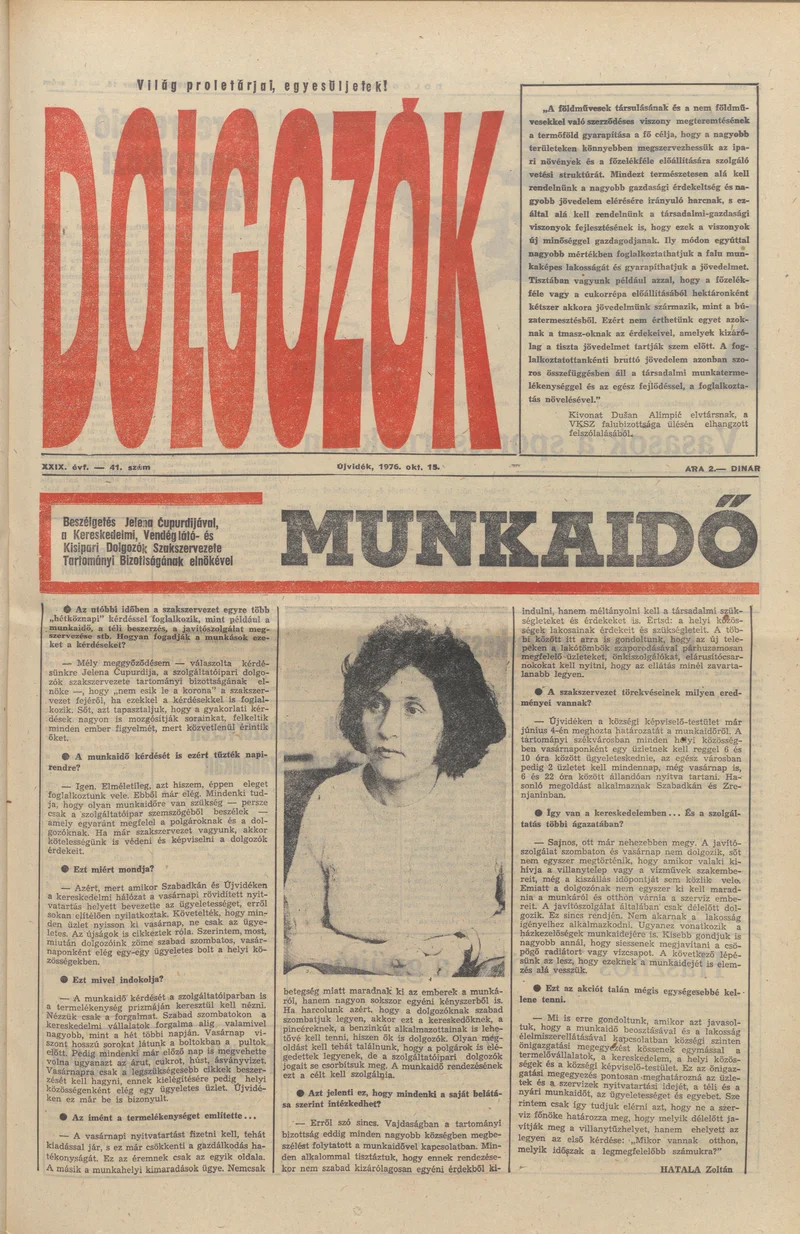 Dolgozók, 30. évf. 1976. október 15. 41. sz.