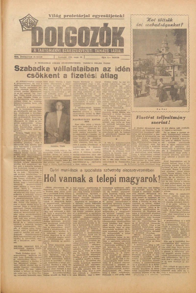 Dolgozók, 8. évf. 1954. szeptember 28. 40. sz.