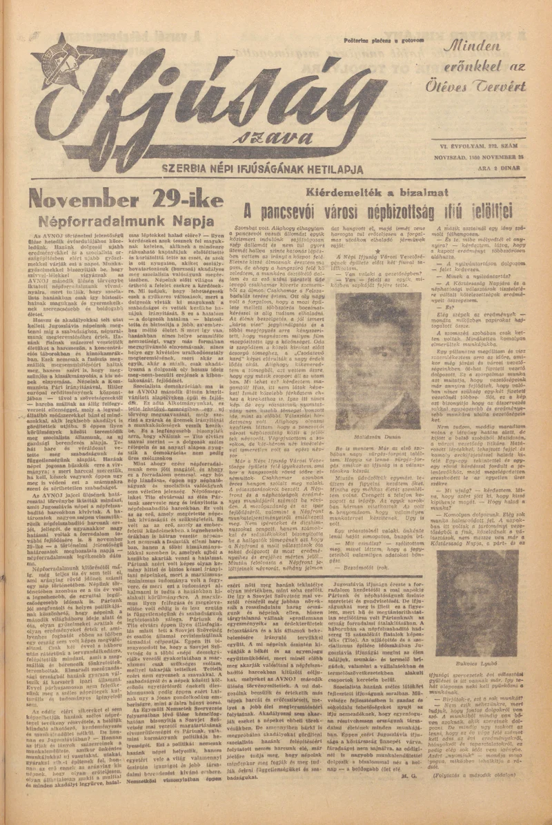 Ifjúság Szava, 6. évf. 1950. november 25. 272. sz.
