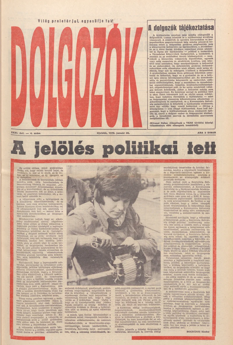 Dolgozók, 32. évf. 1978. január 26. 4. sz.