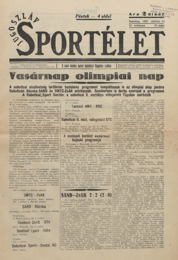 Jugoszláv sportélet, 6. évf. 1927. október 14. 50. sz.
