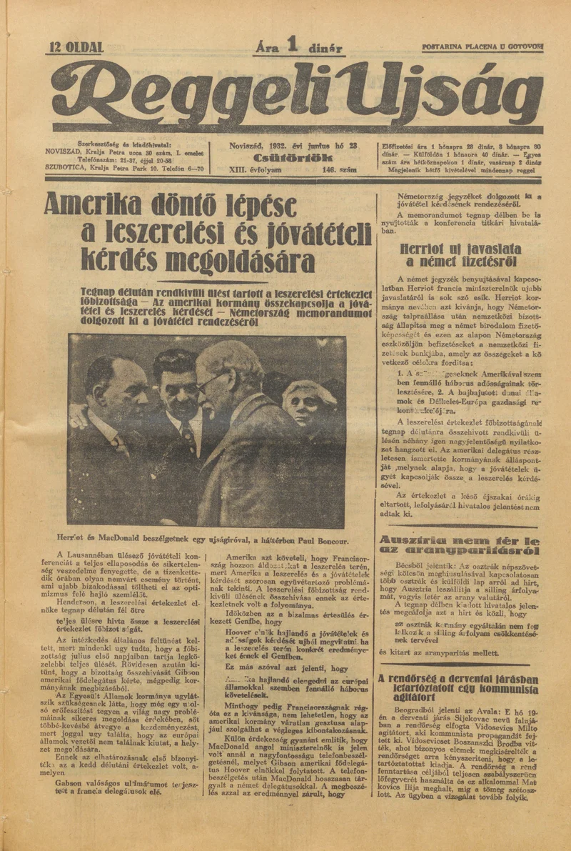 Reggeli Újság, 13. évf. 1932. június 23. 146. sz.