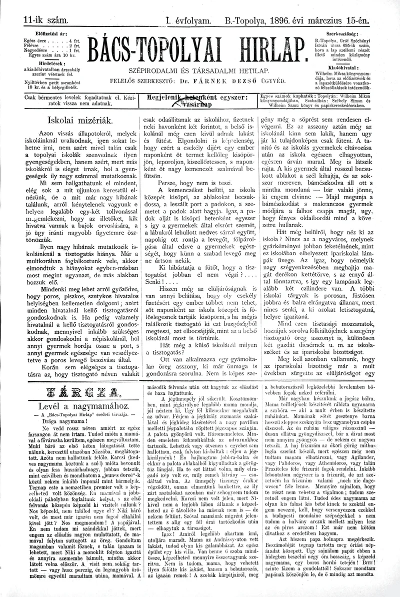 Bács-Topolyai Hirlap, 1. évf. 1896. március 15. 11. sz.