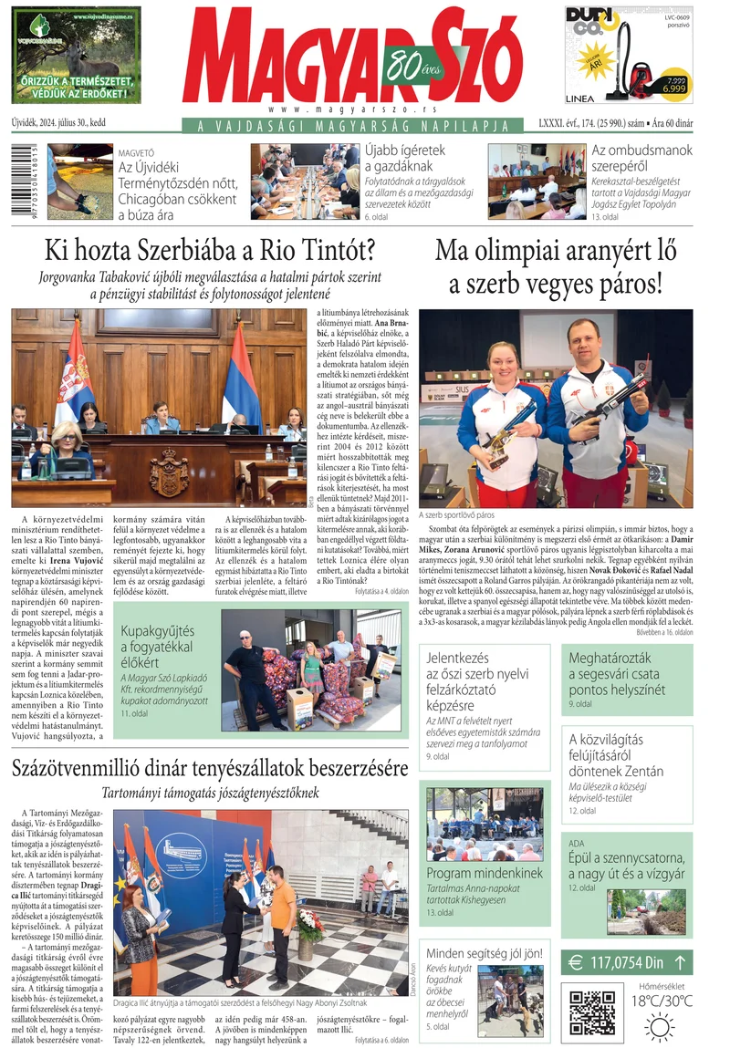Magyar Szó, 81. évf. 2024. július 30. 174. sz. 1–20. oldal