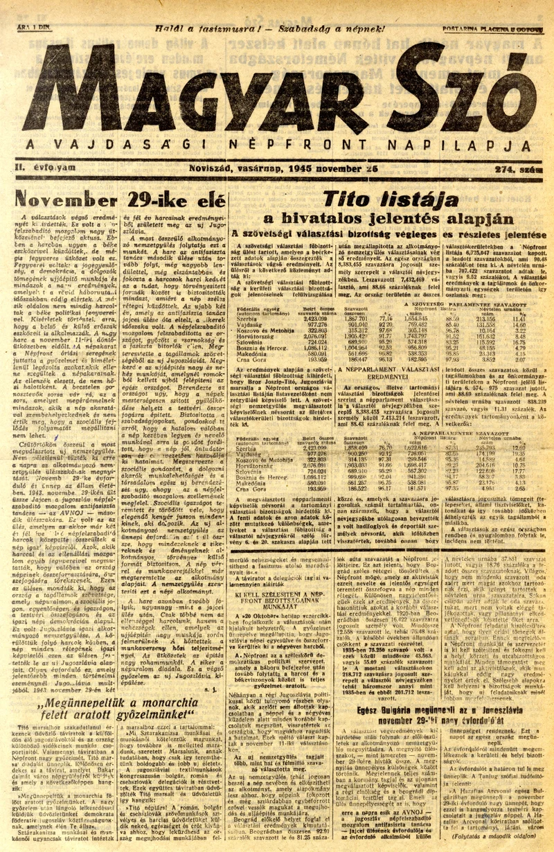 Magyar Szó, 2. évf. 1945. november 25. 274. sz. 1–8. oldal