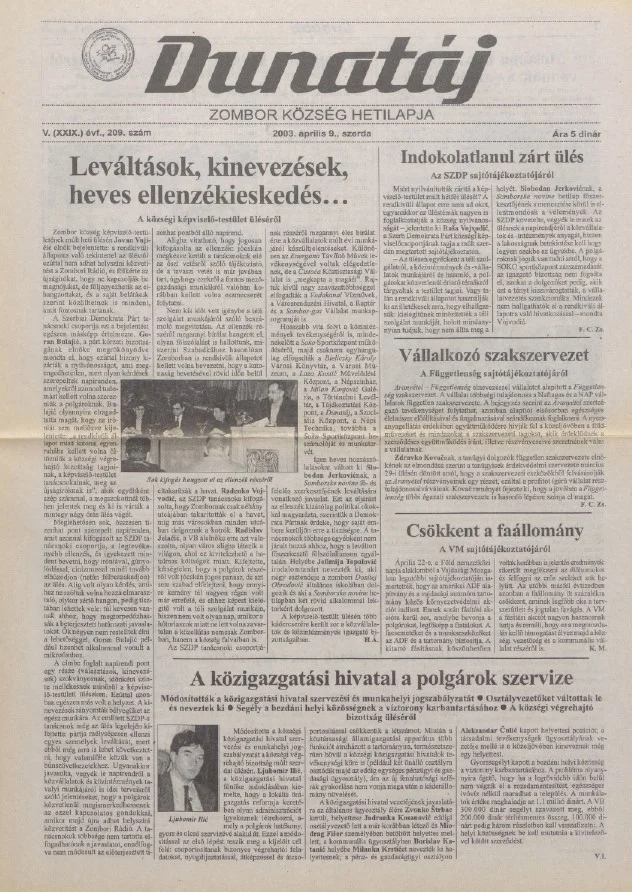 Dunatáj, 5. évf. 2003. április 9. 209. sz.