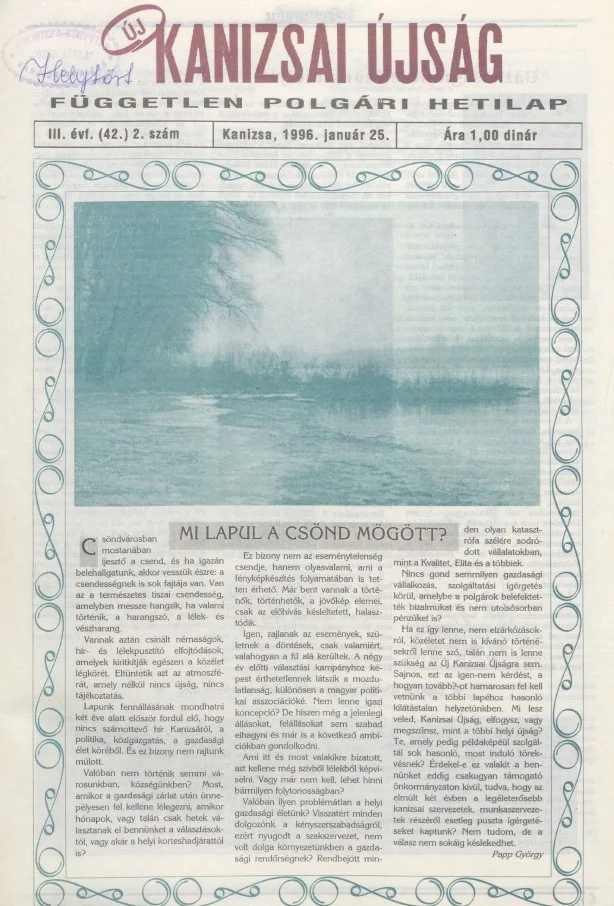 Új Kanizsai Újság, 3. évf. 1996. január 25. 2. sz.