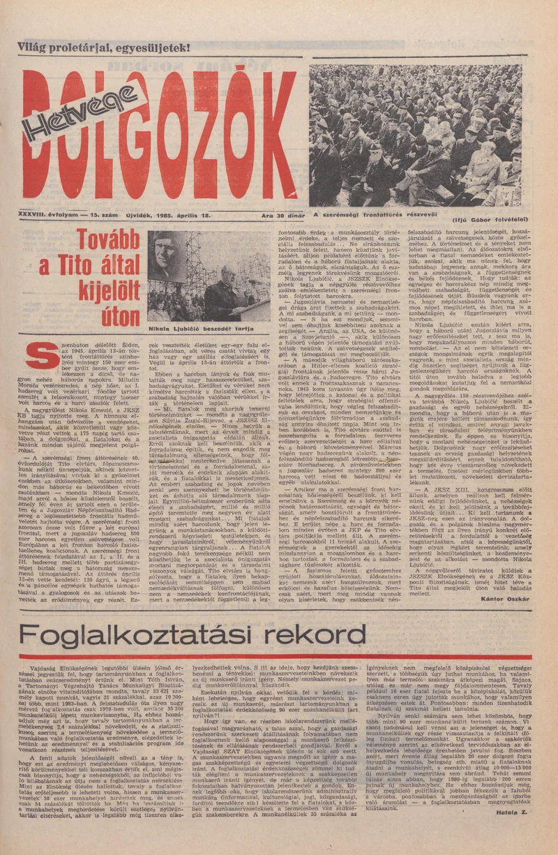 Dolgozók, 39. évf. 1985. április 18. 15. sz.