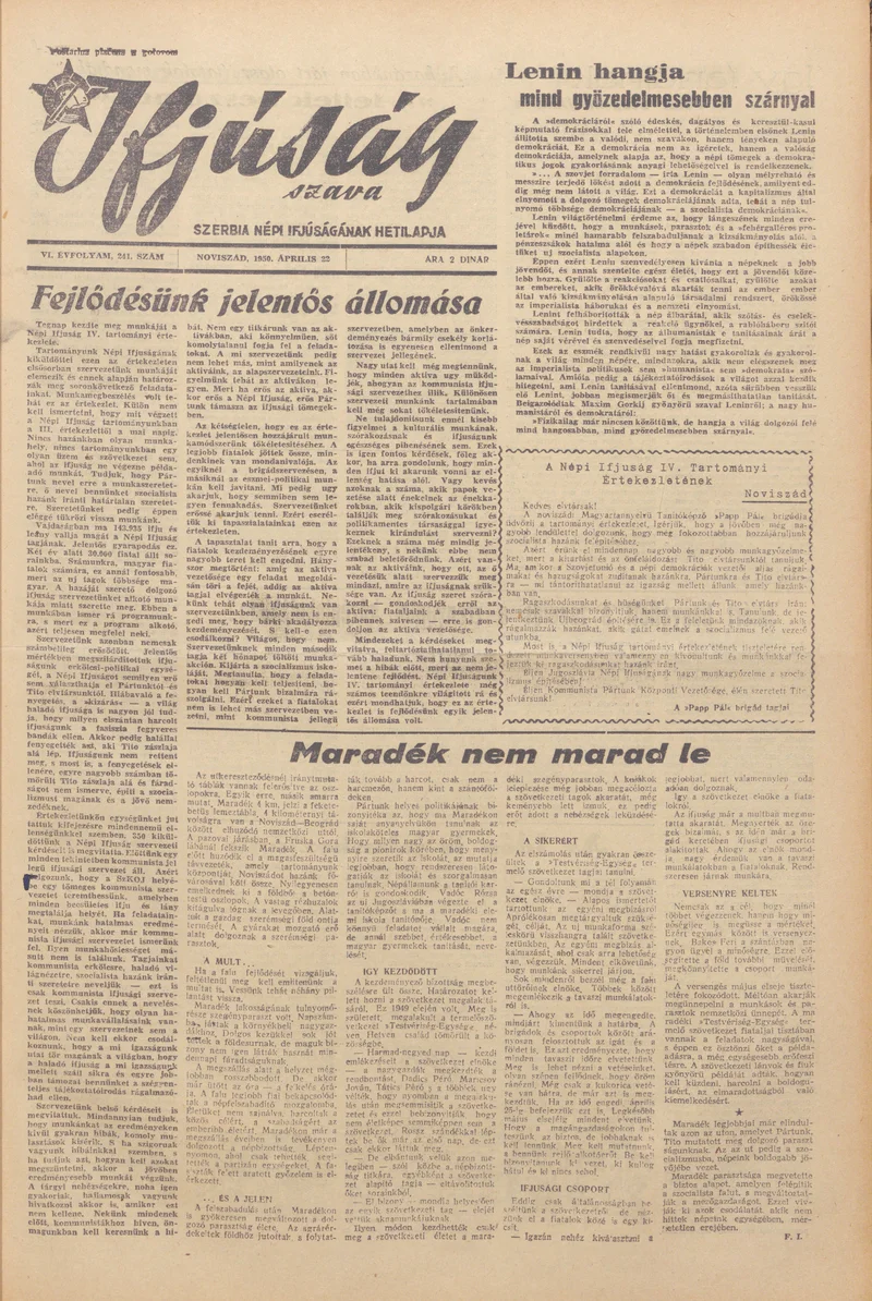 Ifjúság Szava, 6. évf. 1950. április 22. 241. sz.