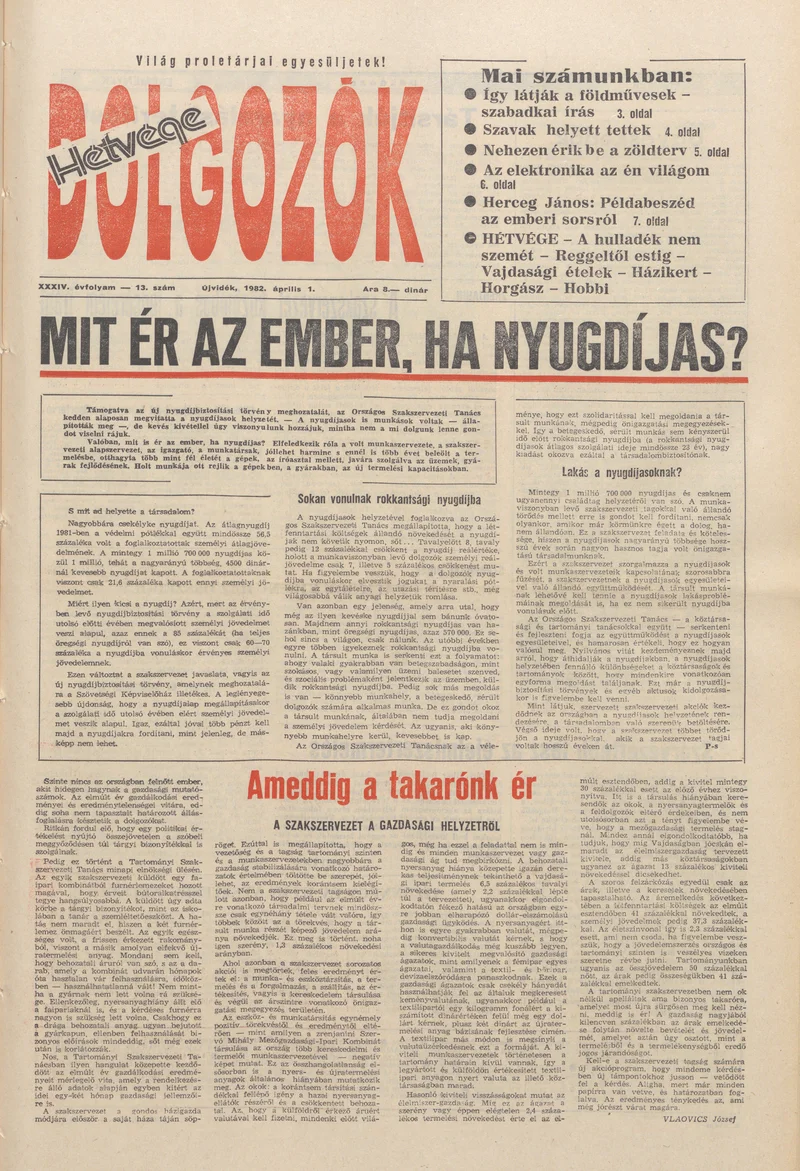 Dolgozók, 36. évf. 1982. április 1. 13. sz.