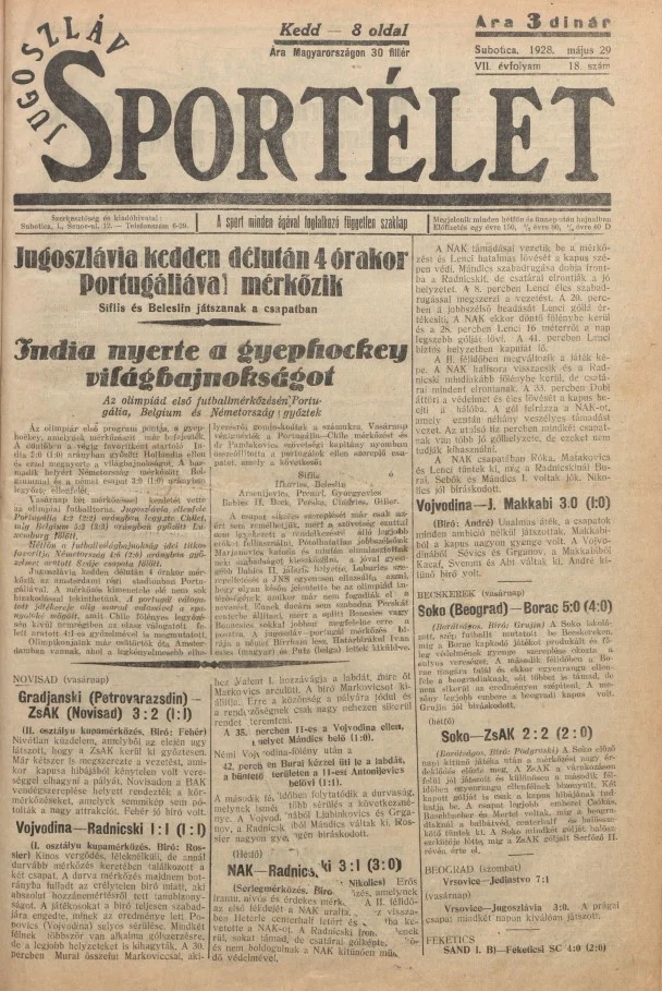 Jugoszláv sportélet, 7. évf. 1928. május 29. 18. sz.
