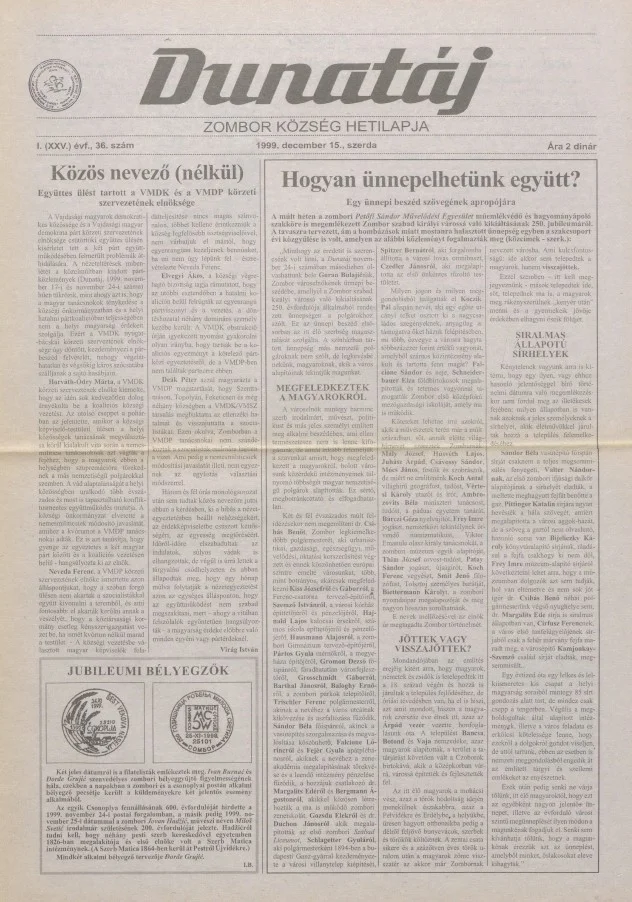 Dunatáj, 1. évf. 1999. december 15. 36. sz.