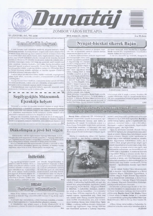 Dunatáj, 16. évf. 2014. május 21. 783. sz.