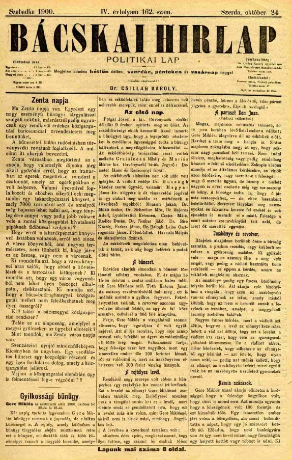 Bácskai Hirlap, 4. évf. 1900. október 24. 162. sz.
