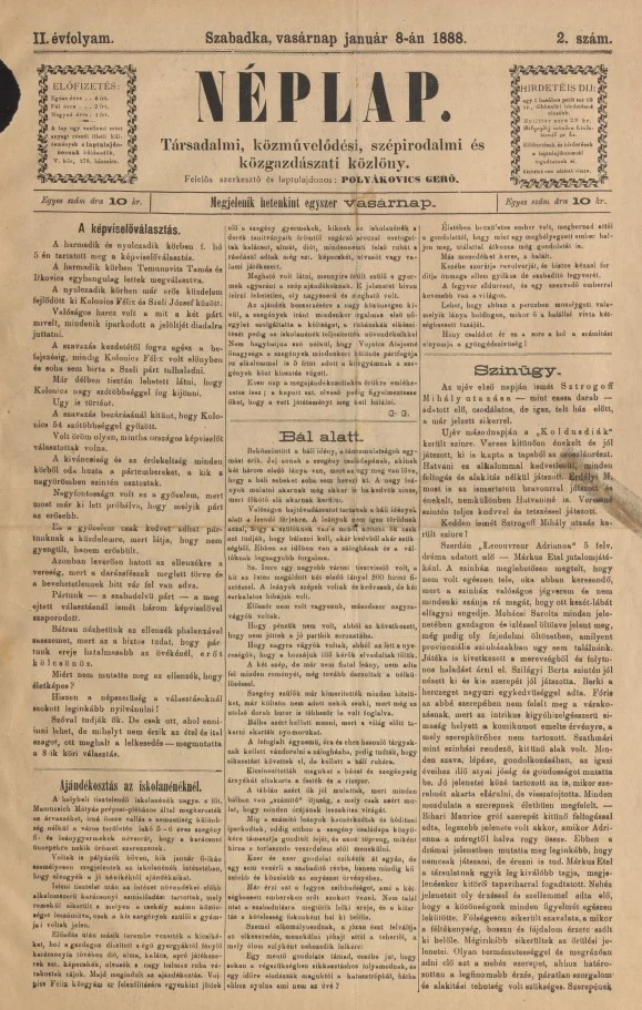Néplap, 2. évf. 1888. január 8. 2. sz.