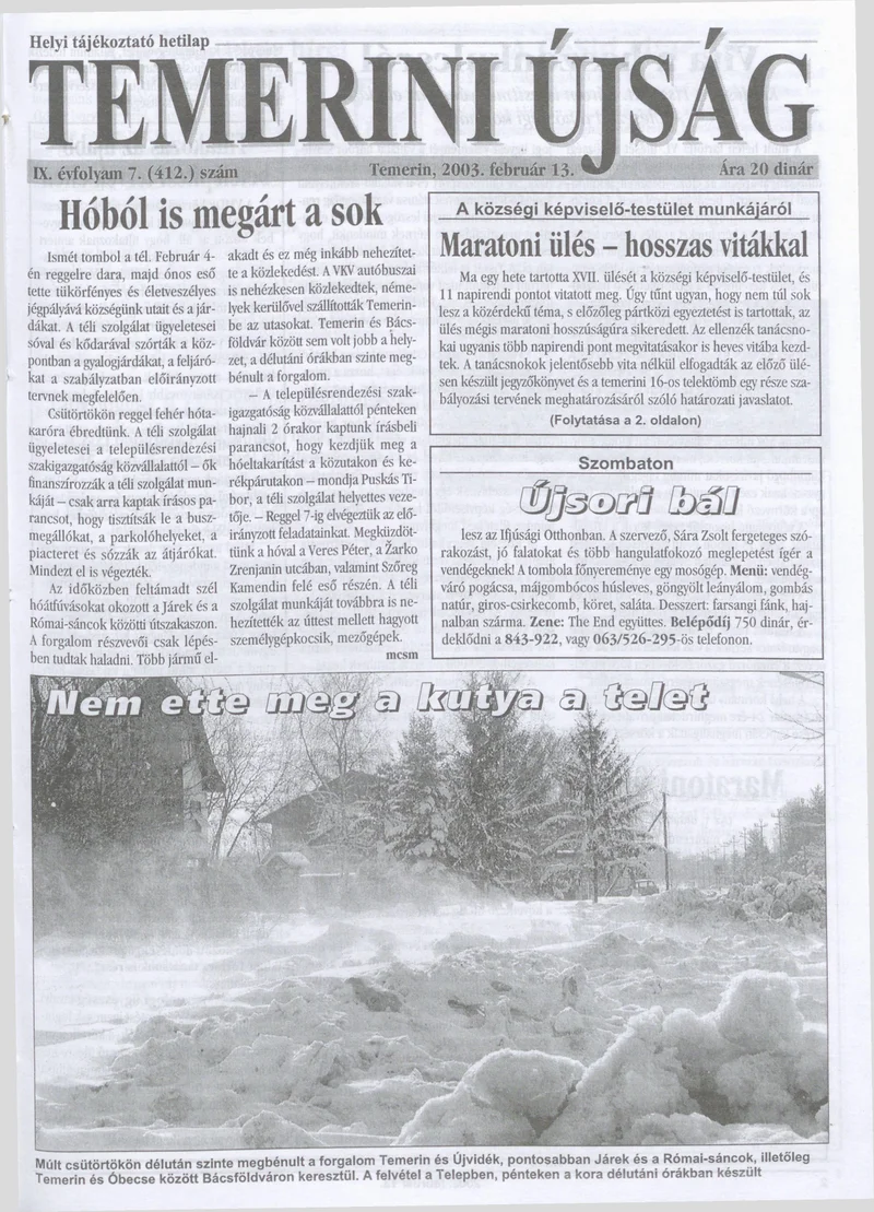Temerini Újság, 9. évf. 2003. február 13. 7. sz.