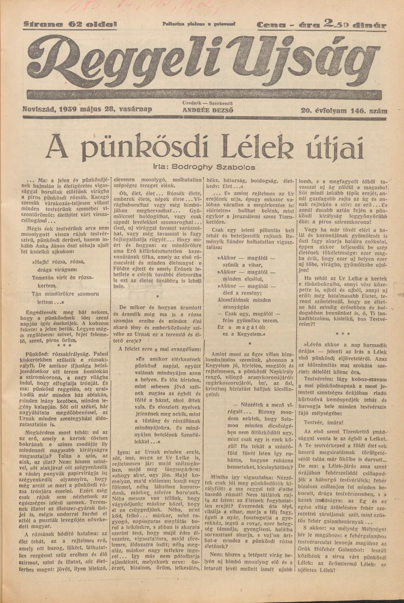 Reggeli Újság, 20. évf. 1939. május 28. 146. sz.