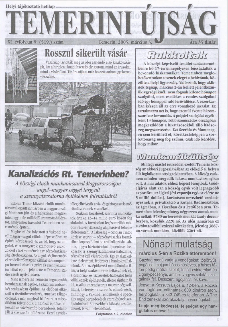 Temerini Újság, 11. évf. 2005. március 3. 9. sz.