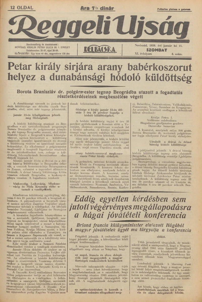 Reggeli Újság, 11. évf. 1930. január 11. 8. sz.