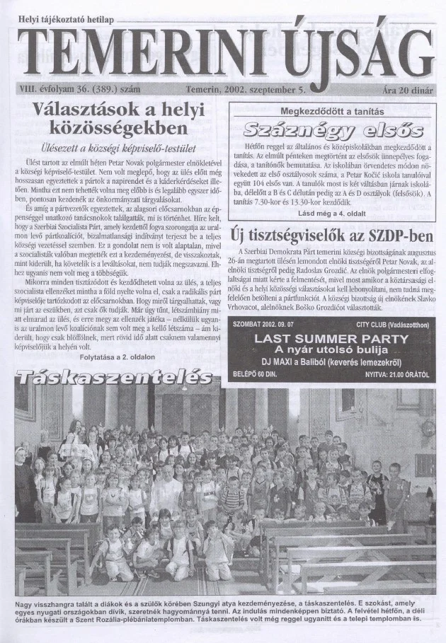 Temerini Újság, 8. évf. 2002. szeptember 5. 36. sz.