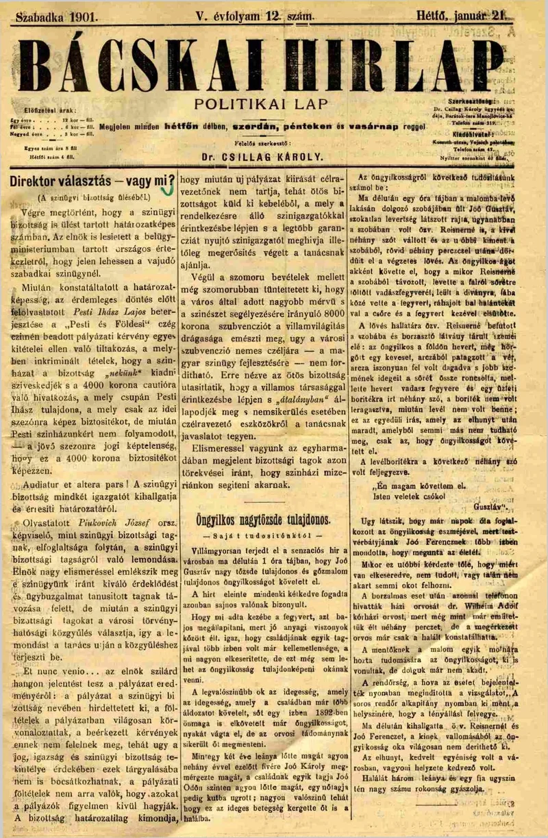 Bácskai Hirlap, 5. évf. 1901. január 21. 12. sz.