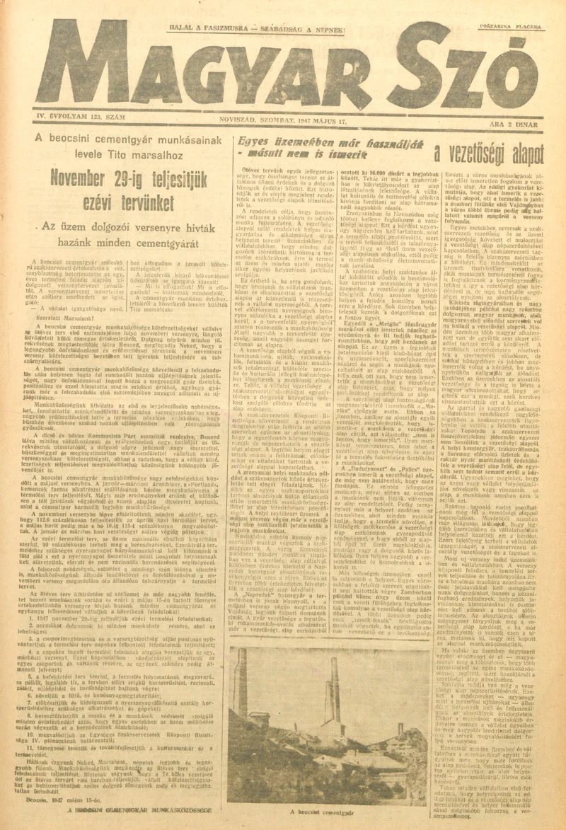 Magyar Szó, 4. évf. 1947. május 17. 123. sz. 1–6. oldal