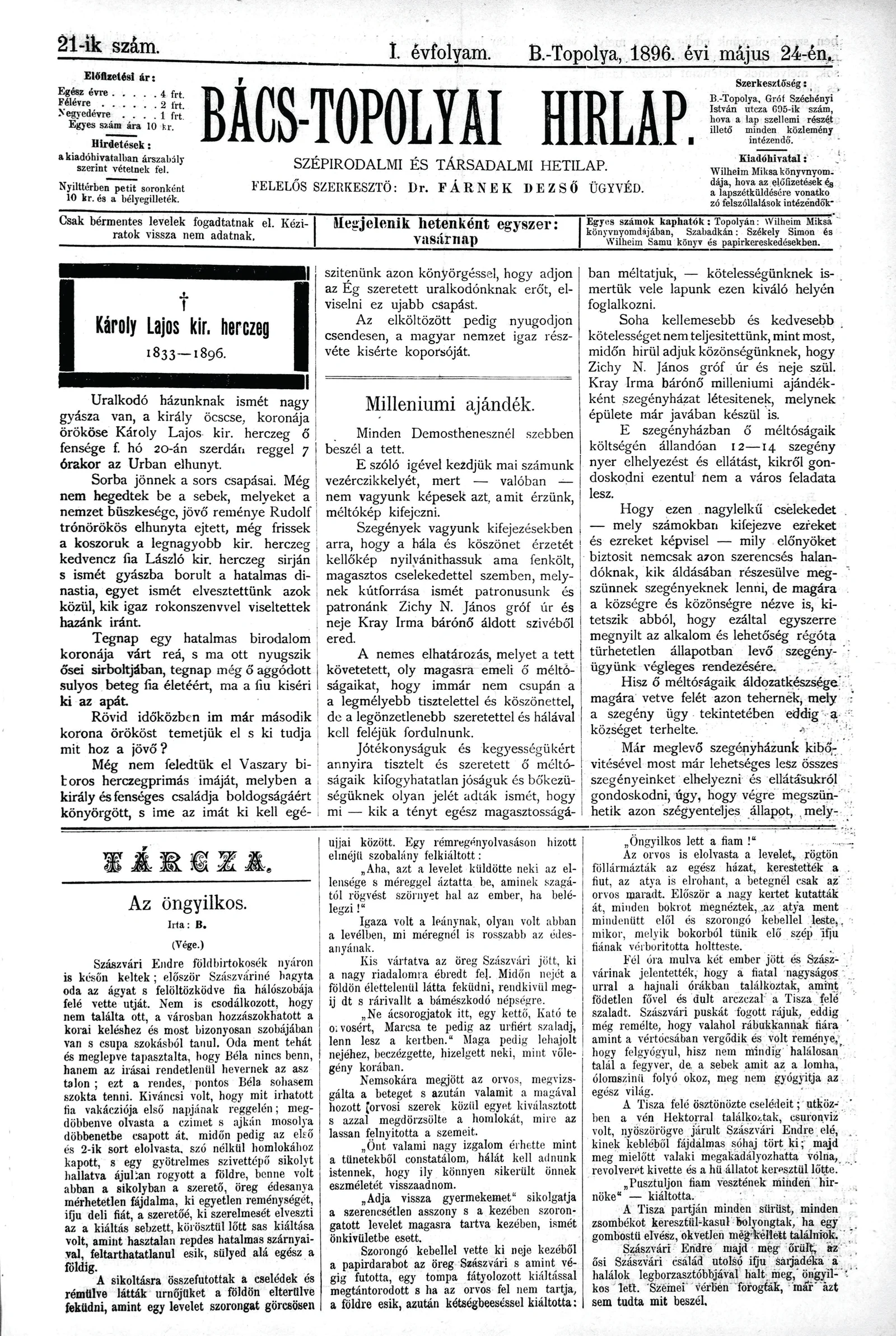 Bács-Topolyai Hirlap, 1. évf. 1896. május 24. 21. sz.