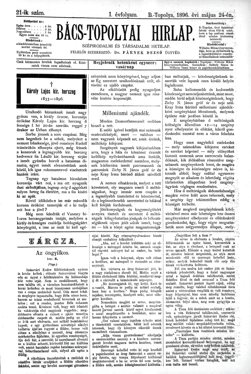 Bács-Topolyai Hirlap, 1. évf. 1896. május 24. 21. sz.