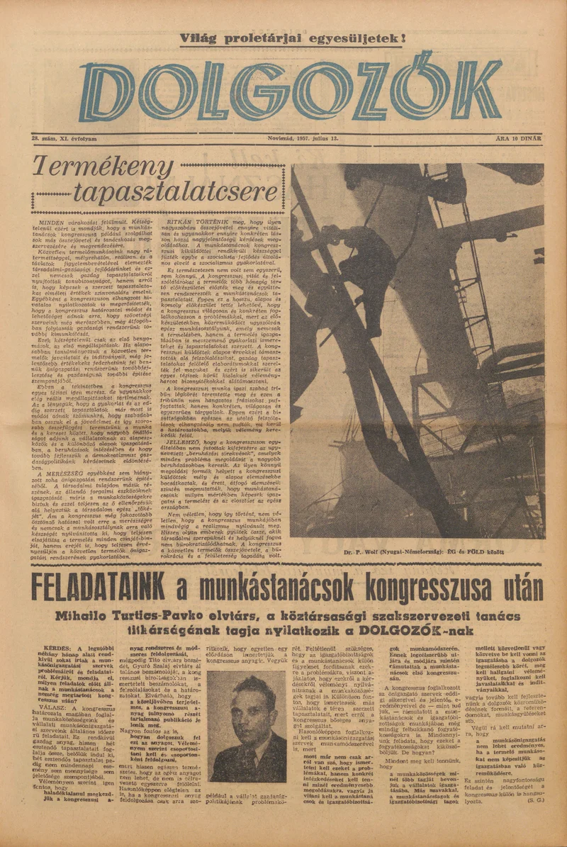 Dolgozók, 11. évf. 1957. július 13. 28. sz.