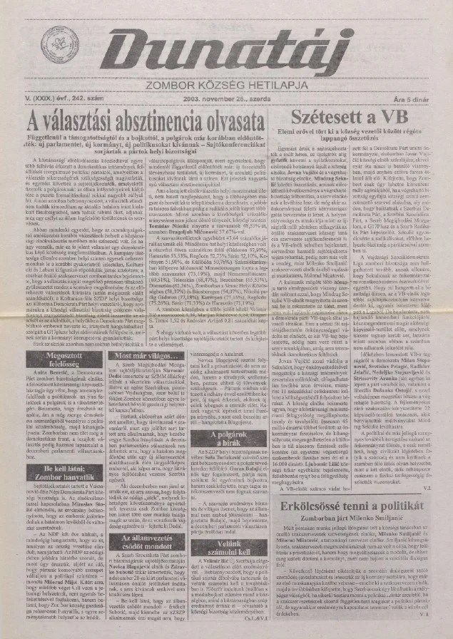 Délbácska, 5. évf. 2003. november 26. 242. sz.
