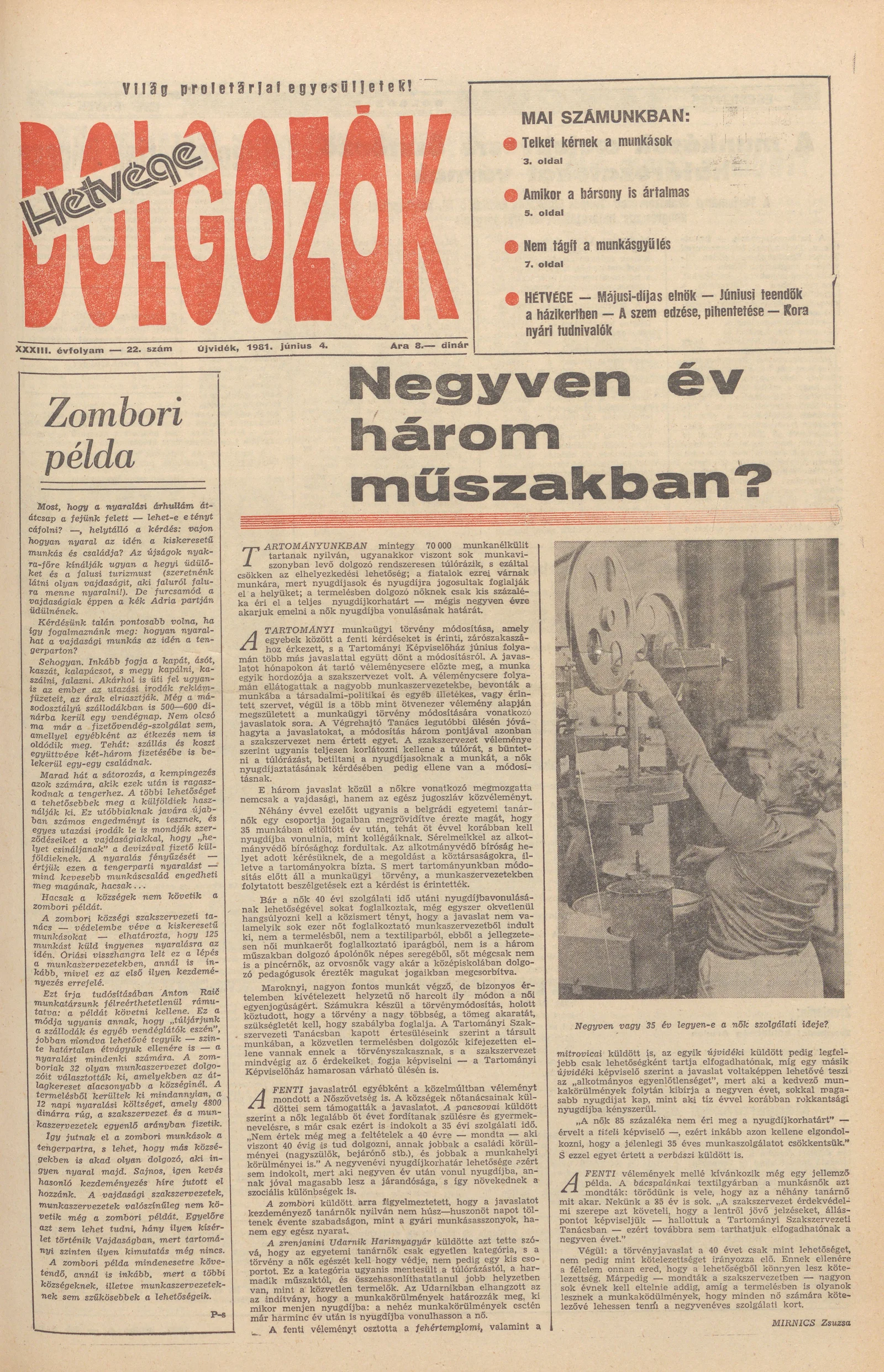 Dolgozók, 35. évf. 1981. június 4. 22. sz.